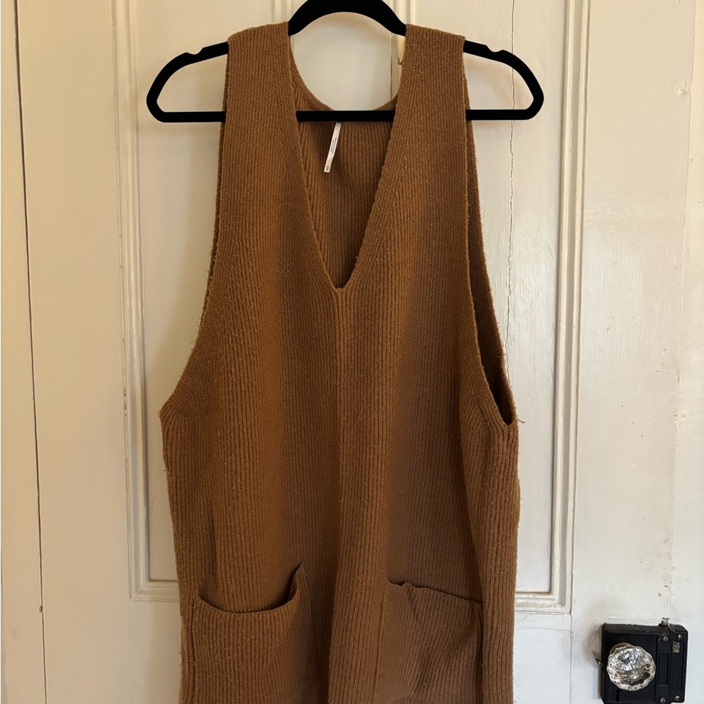 Free People Camel Knit Sleeveless Sweater Dress